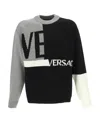 Versace Logo Colorblock Sweater In Black