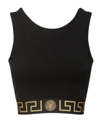 Versace Logo Knitted Sports Bra Top