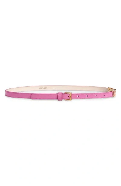 Versace Logo Leather Belt In Pink
