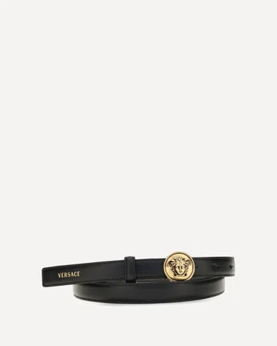 Versace Slim Adjustable Belt Refined Silhouette Design In Black