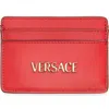 Versace Logo Leather Card Case In Red