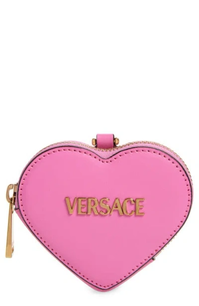 Versace Logo Leather Heart Coin Purse Bag Charm