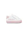 Versace Logo Leather Sneakers In White