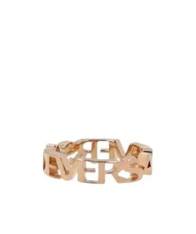 Versace Logo Letter Ring In Yellow