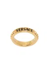 Versace Metal Logo Ring In Yellow