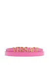 Versace Logo-lettering Belt In Pink