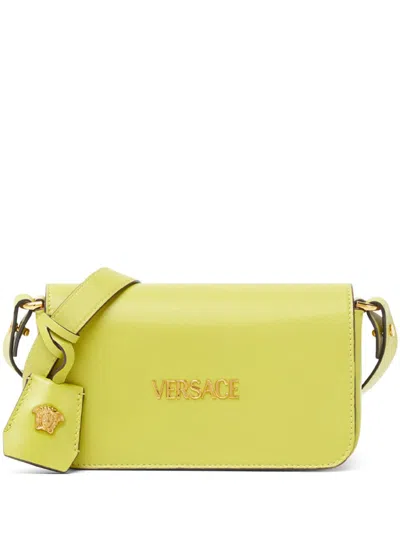 Versace Logo-lettering Crossbody Bag In Green