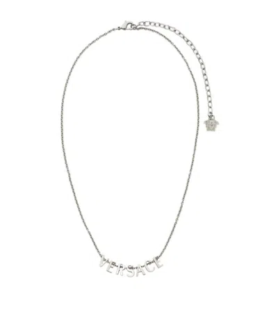 Versace Logo-lettering Necklace In White
