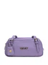 Versace Tag Bowling Leather Shoulder Bag In Purple
