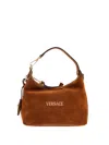 Versace Logo-lettering Suede Tote Bag In Brown