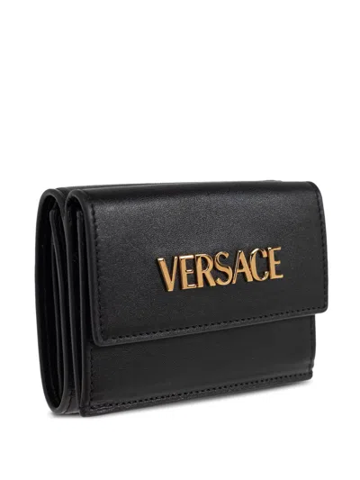 Versace Logo-lettering Wallet In Black