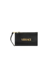 Versace Women's Zippered Card Holder In Black