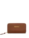 Versace Logo-lettering Wallet In Brown