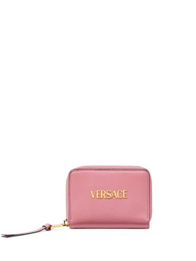 Versace Logo-lettering Wallet In Pink