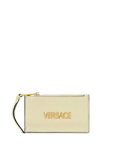 Versace Logo-lettering Wallet In Yellow