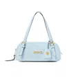 Versace Logo-lettering Zipped Shoulder Bag In Blue