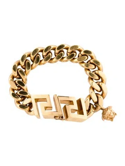 Pre-owned Versace Logo Link Bracelet, 7.5" In Multi