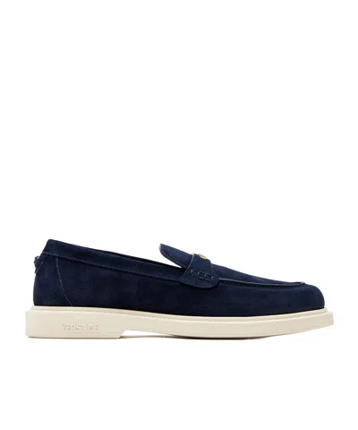 Versace Logo Loafers In Blue