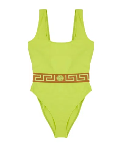 Versace Logo Logo One-piece Swimsuit In Green