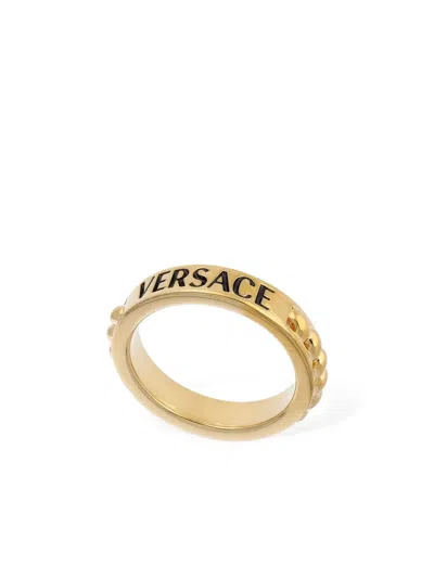 Versace Logo Metal Ring In Gold