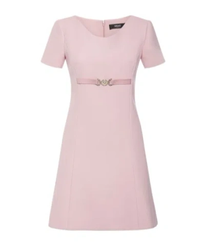 Versace Embellished Crepe Mini Dress In Pink