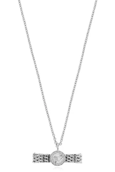 Versace Logo Necklace In Metallic
