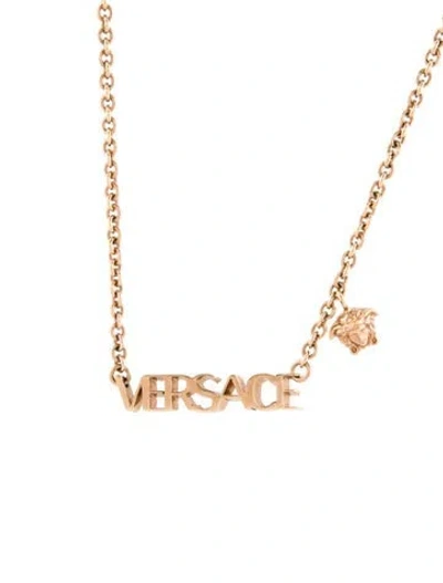 Pre-owned Versace Logo Necklace, 22" In Multi