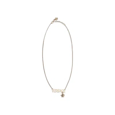 Versace Logo Necklace In Black