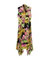 Versace Printed Plissé Crepe De Chine Midi Dress In Multicolor
