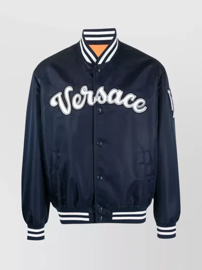 VERSACE LOGO-PATCH BOMBER JACKET