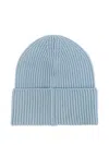 Versace Logo-patch Beanie In Blue