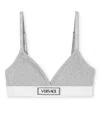 Versace Logo-embroidered Briefs In Grey