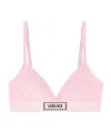 Versace Logo-patch Cotton-blend Bra In Pink