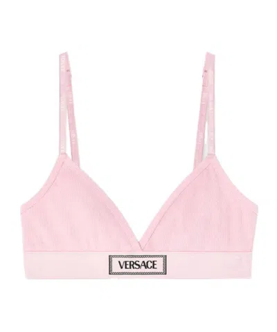 VERSACE VERSACE LOGO-PATCH V-NECK BRA