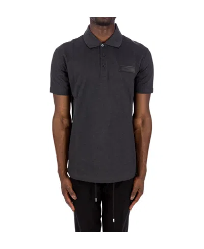 Versace Logo-patch Cotton Polo Shirt In Black