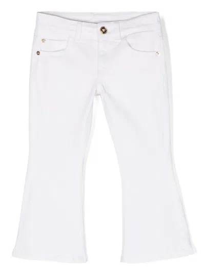 Versace Kids' Logo-patch Flared Jeans In White