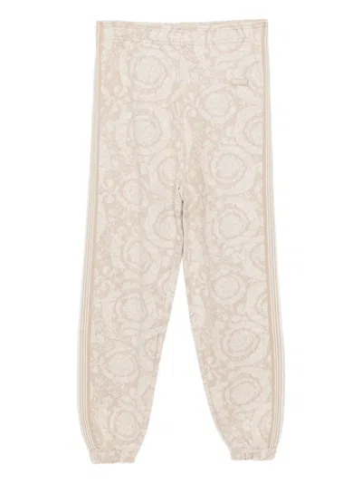 Versace Kids' Logo-patch Jacquard Trousers In Neutral