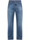 Versace Logo-patch Jeans In Blue