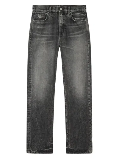 Versace Logo-patch Loose Jeans In Gray