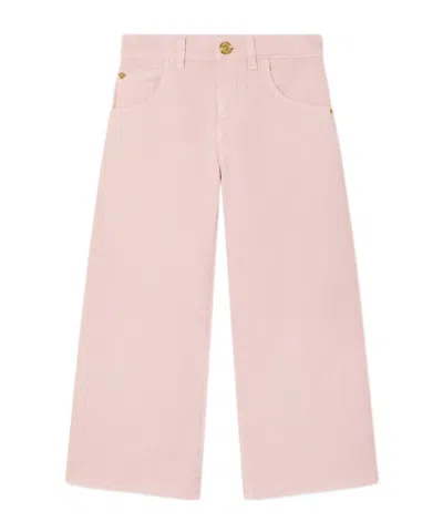 Versace Kids' Logo Patch Jeans In Pink