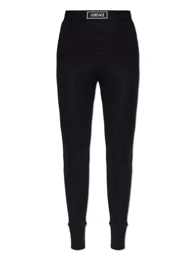 VERSACE LOGO-PATCH LEGGINGS
