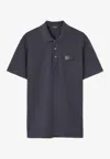 Versace Logo-patch Polo T-shirt In Gray