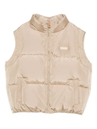 Versace Kids' Logo-patch Puffer Gilet In Neutral
