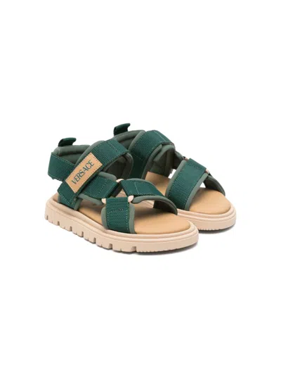 Versace Kids' Logo-patch Sandals In Green
