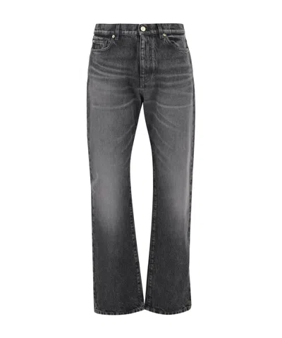 Versace Logo-patch Straight-leg Jeans In Black