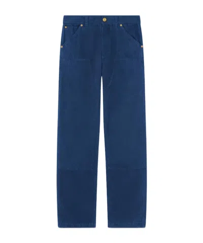 Versace Logo-patch Straight-leg Jeans In Blue