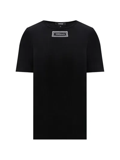 Versace Logo-patch T-shirt In Black