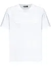 Versace Frayed Embroidered-logo Crewneck T-shirt In White