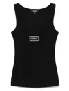 Versace Logo-embroidered Tank Top In Black
