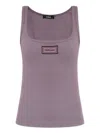 Versace Logo-patch Tank Top In Purple